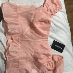 Prettylittlething peach woven crop top